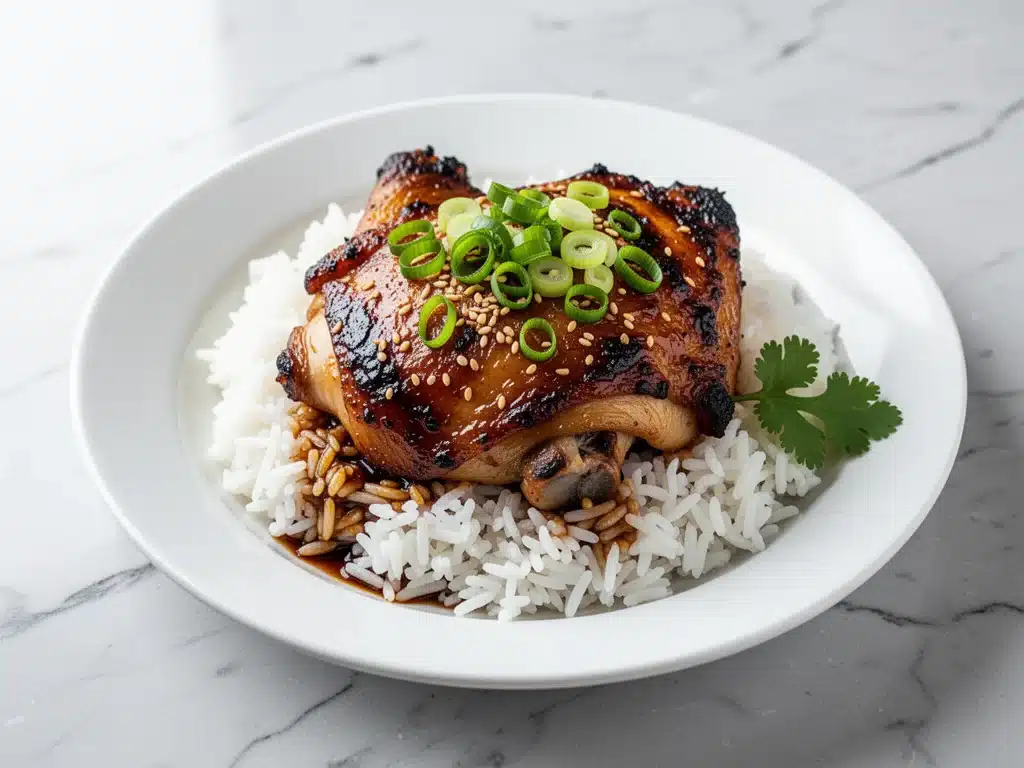 baked teriyaki chicken rice bowls - featured image