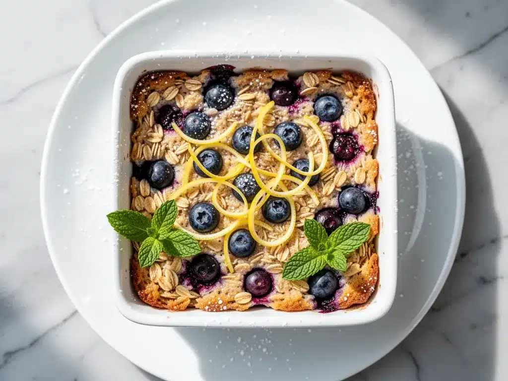Blueberry Lemon Baked Oatmeal: Easy 5-Ingredient Meal Prep 4 blueberry lemon baked oatmeal preparation steps