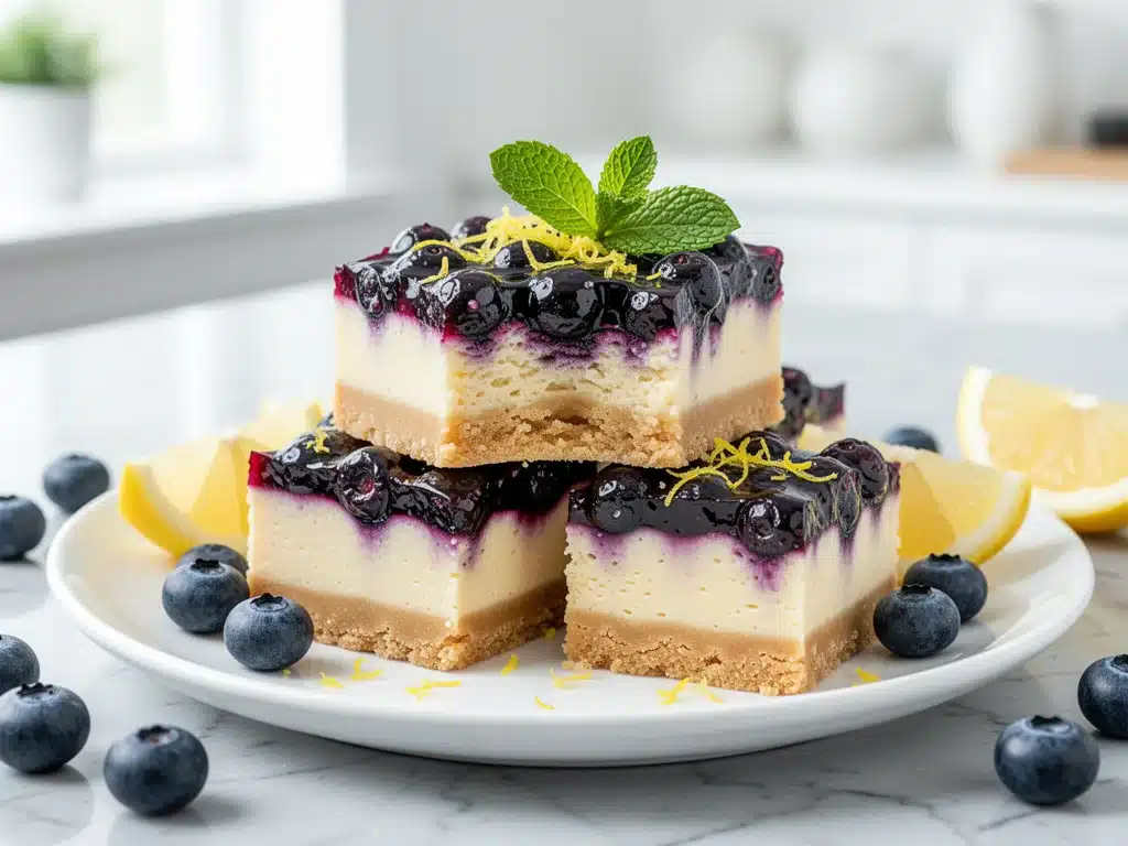 blueberry lemon cheesecake bars - featured image