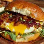 breakfast sandwich with fried egg and crispy bacon - featured image