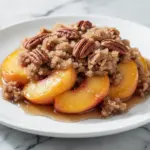 brown sugar peach crisp - featured image