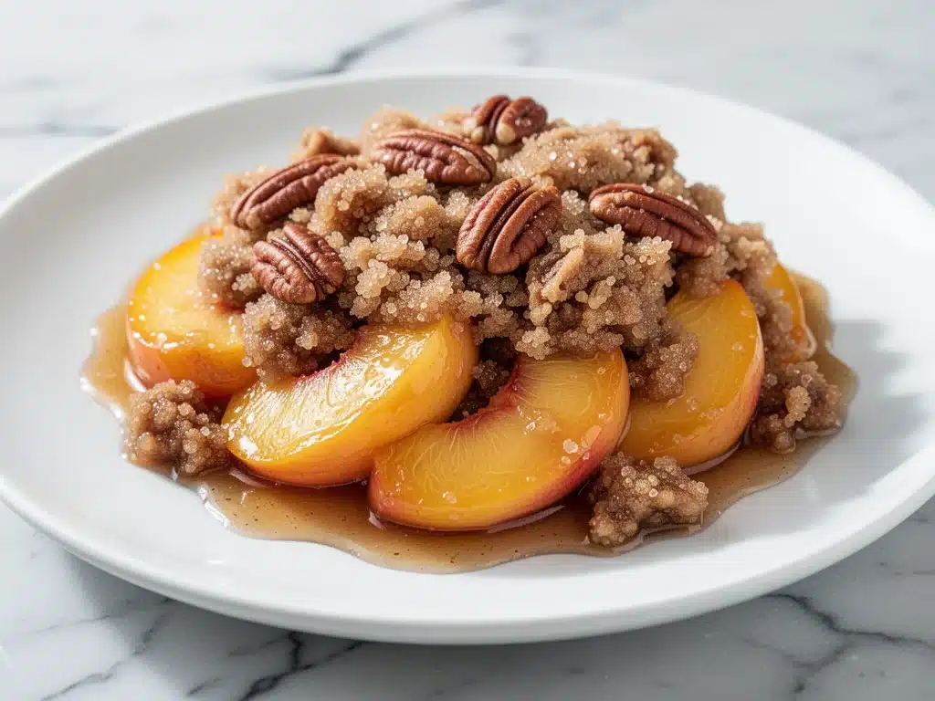 brown sugar peach crisp - featured image
