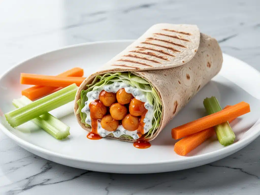buffalo chickpea lunchbox wraps - featured image