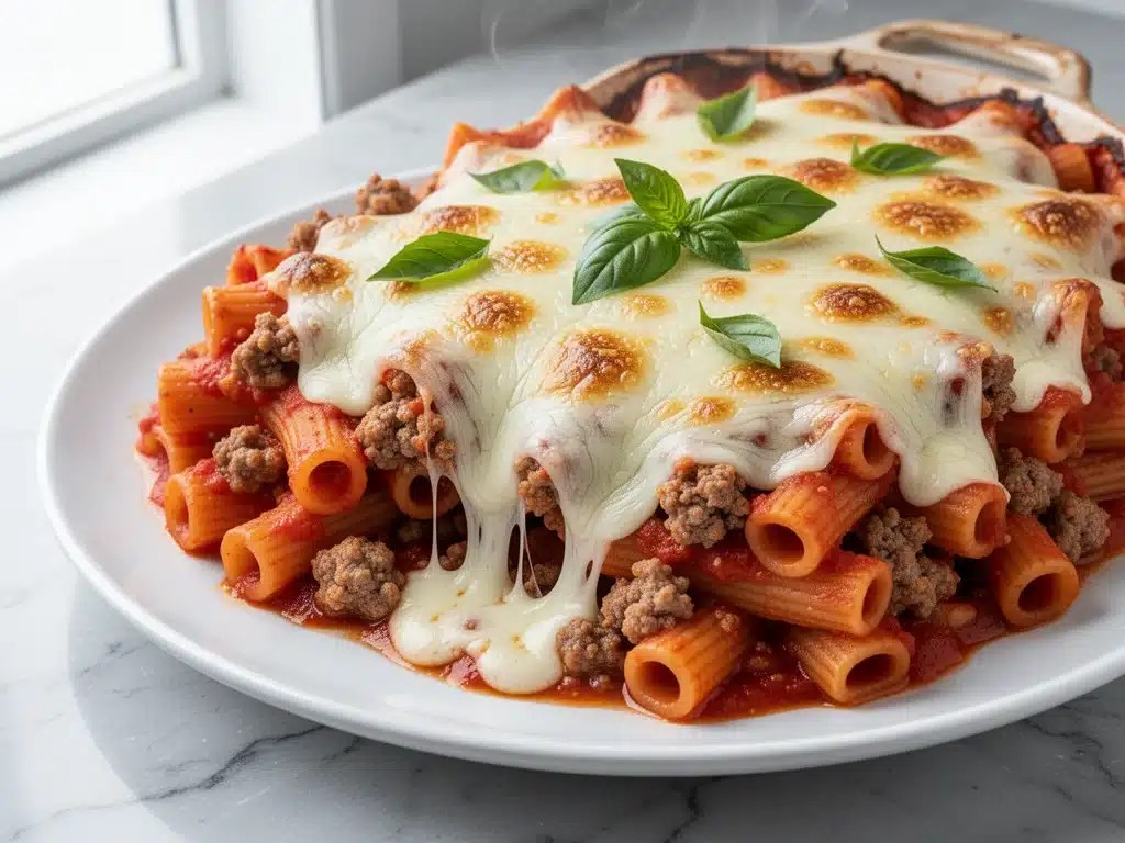 cheesy baked ziti - featured image