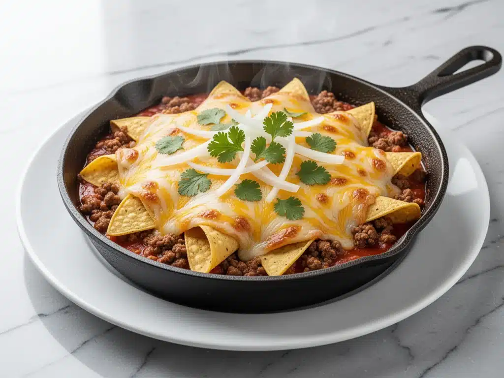 cheesy ground beef enchilada skillet - featured image