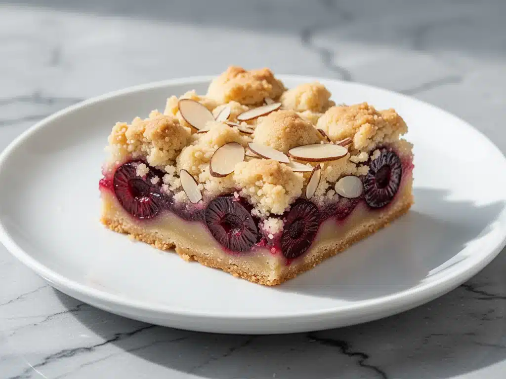 cherry almond crumble bars - featured image