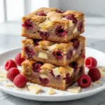 chewy raspberry white chocolate blondies - featured image