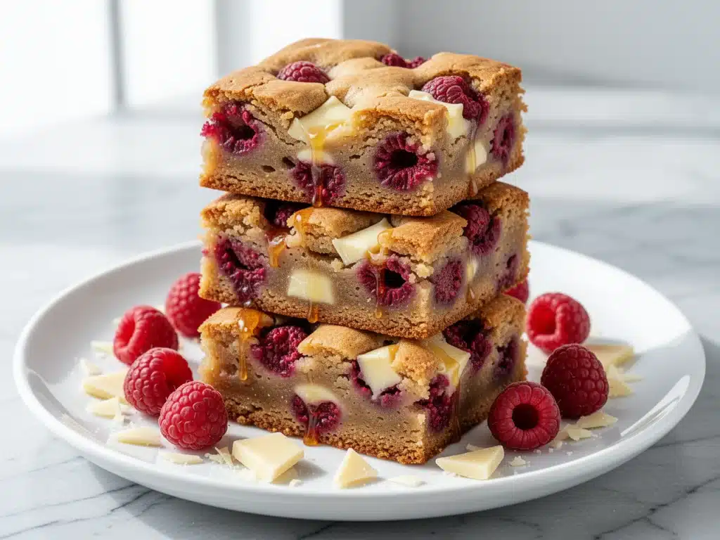 Home 4 chewy raspberry white chocolate blondies - featured image