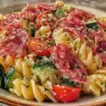 cold pasta salad with salami - featured image