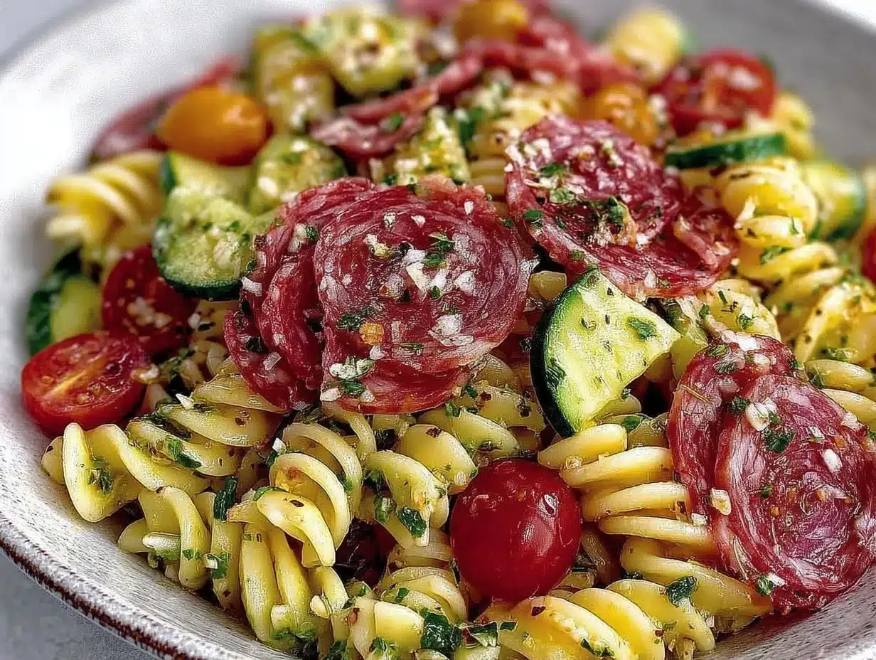 Cold Pasta Salad with Salami: Easy 4-Ingredient Recipe 4 cold pasta salad with salami preparation steps