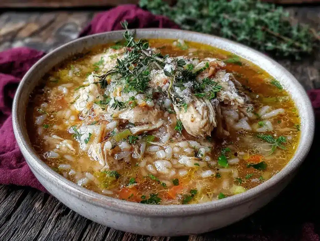 cozy autumn chicken and rice soup - featured image