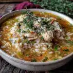 cozy autumn chicken and rice soup - featured image