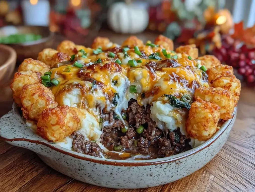 cozy cheesy ground beef potato casserole - featured image