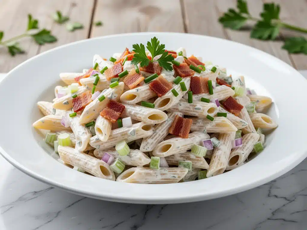 creamy bacon ranch pasta salad - featured image