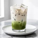 creamy iced vanilla matcha latte - featured image