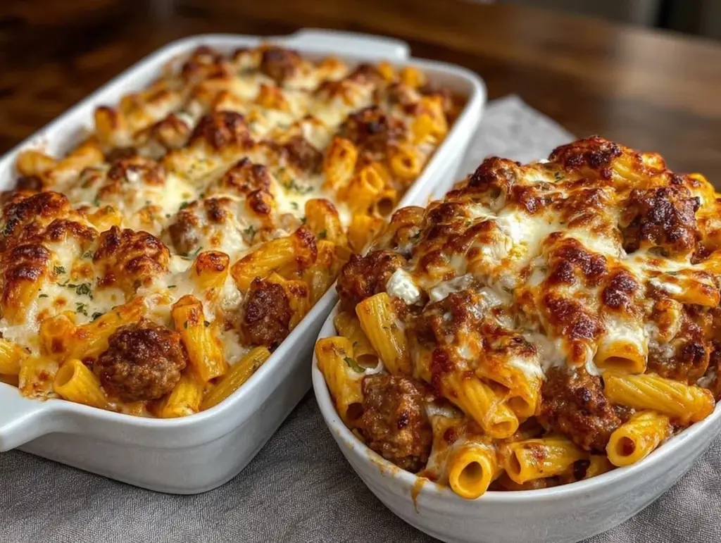 creamy ricotta baked ziti - featured image
