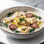 creamy sausage tortellini soup - featured image
