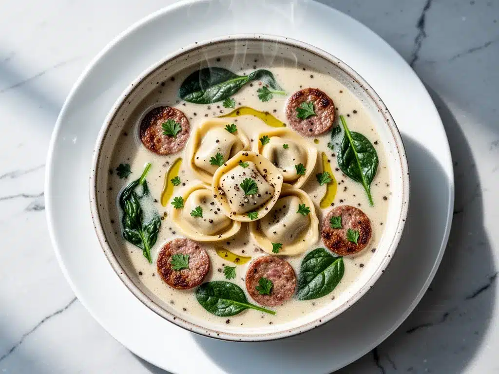 Creamy Sausage Tortellini Soup: Easy 30-Minute Weeknight Dinner 4 creamy sausage tortellini soup preparation steps
