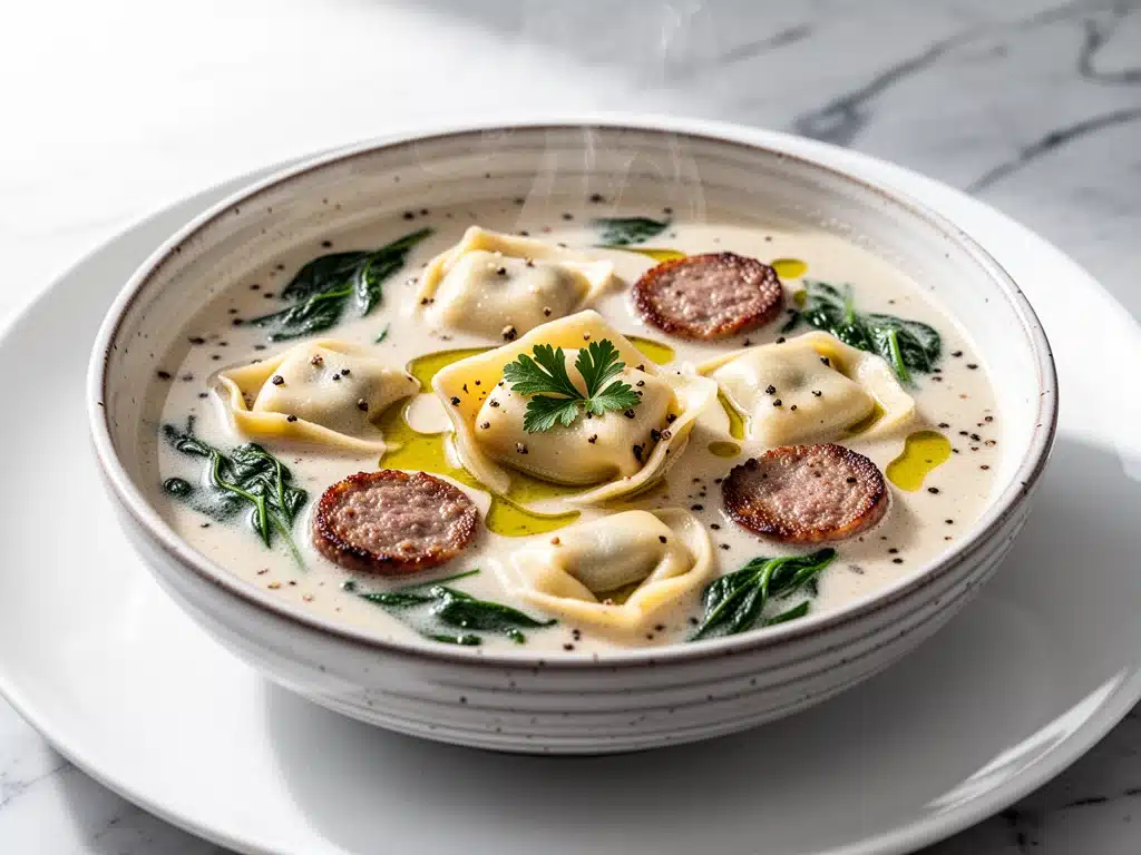 creamy sausage tortellini soup - featured image