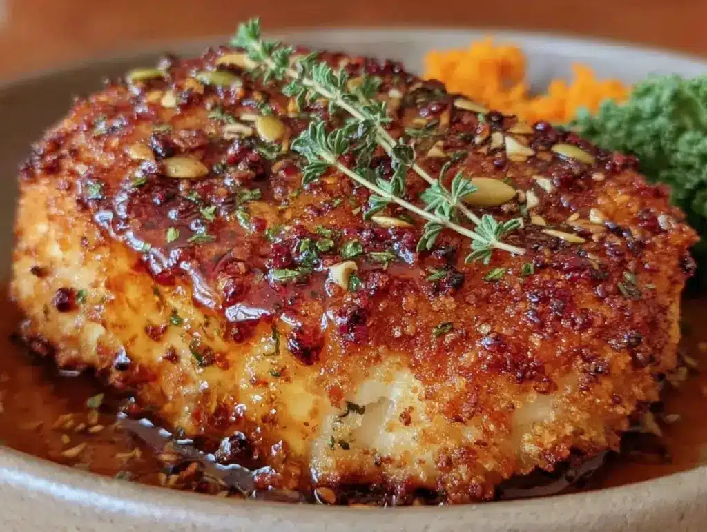 crispy baked chicken breast with maple dijon glaze - featured image