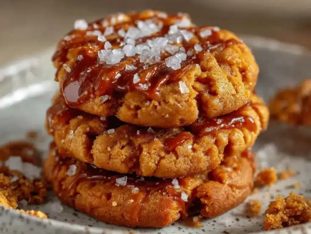 crispy chewy peanut butter cookies - featured image