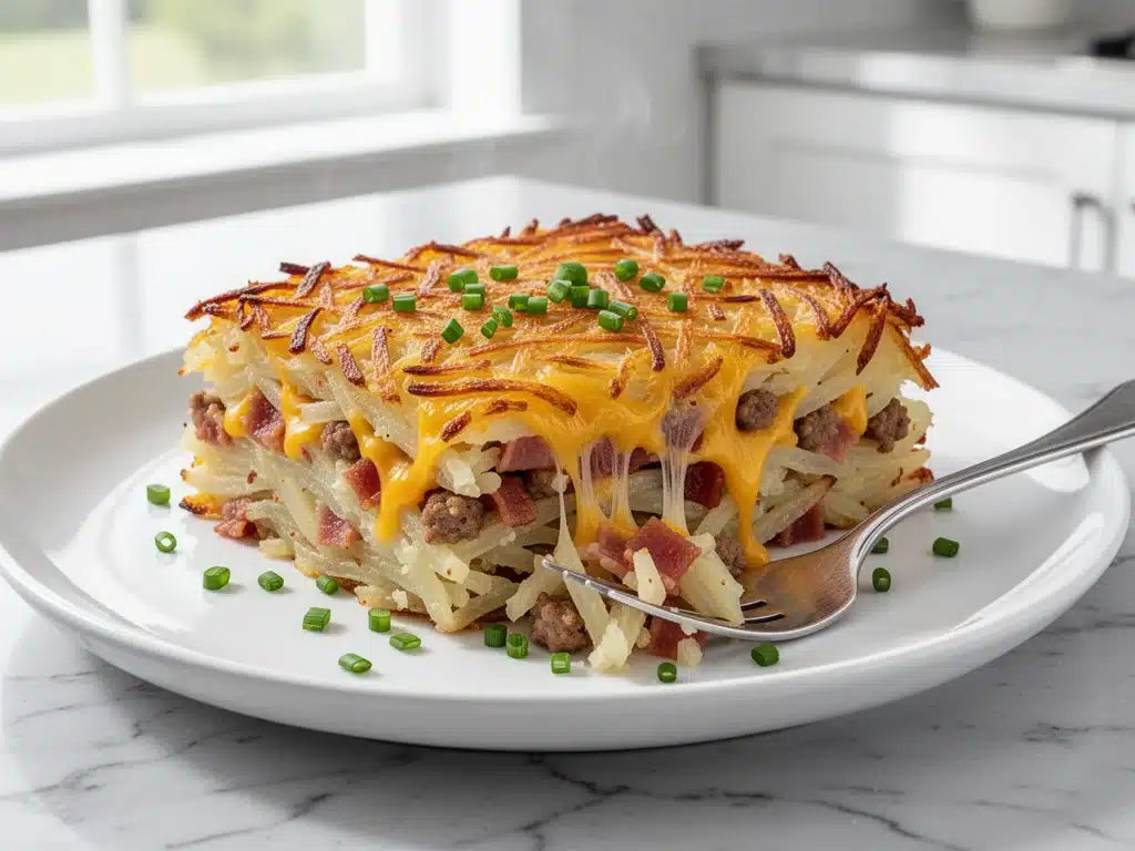 crispy hash brown breakfast casserole - featured image