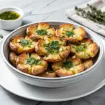 crispy smashed potatoes with garlic herb butter - featured image