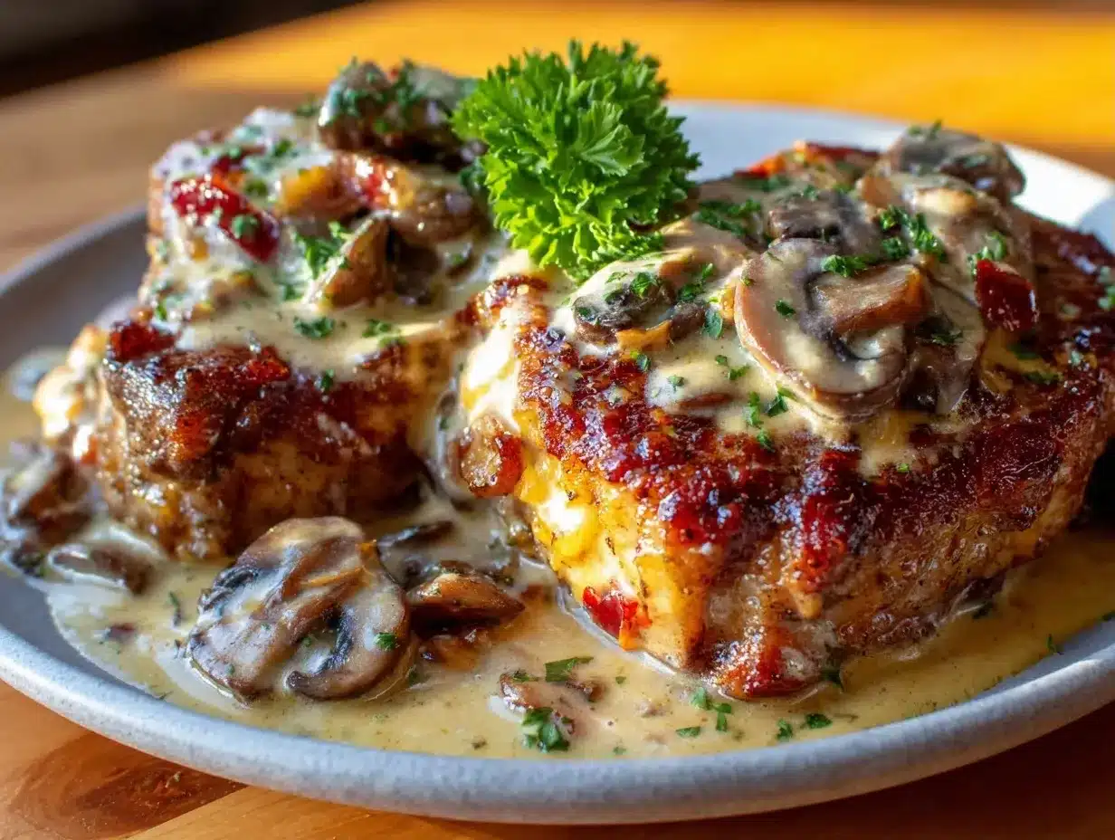 Crockpot Pork Chops with Creamy Mushroom Gravy (Easy) 4 crockpot pork chops with creamy mushroom gravy preparation steps