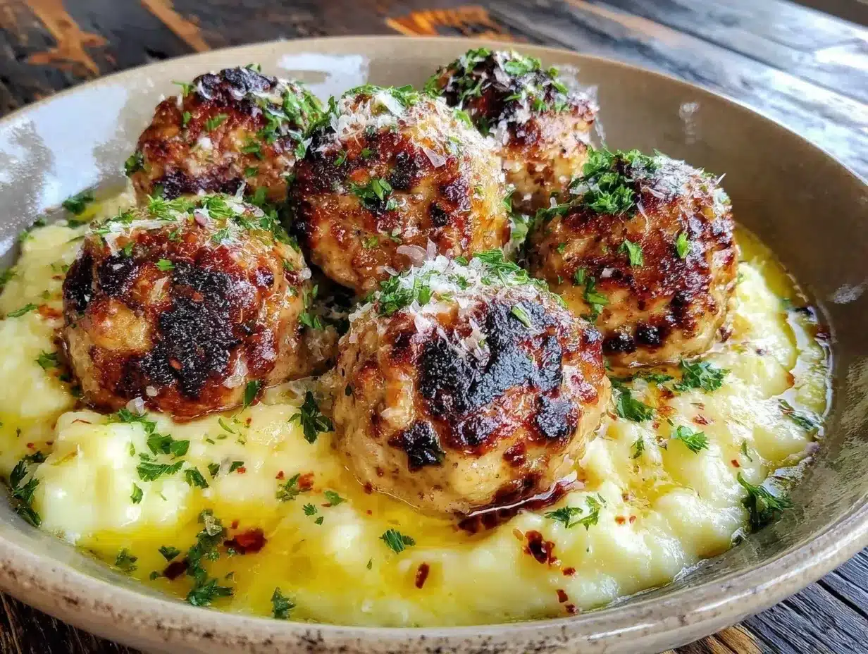 Ground Chicken Meatballs: Easy Garlic Parmesan Sauce 4 ground chicken meatballs preparation steps