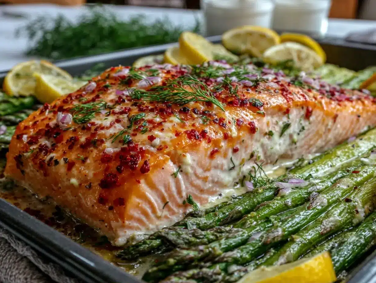 Healthy Salmon and Asparagus Sheet Pan Dinner: 5 Ingredients 4 healthy salmon and asparagus sheet pan dinner preparation steps