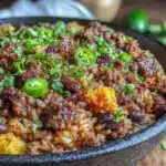 high protein ground beef skillet - featured image