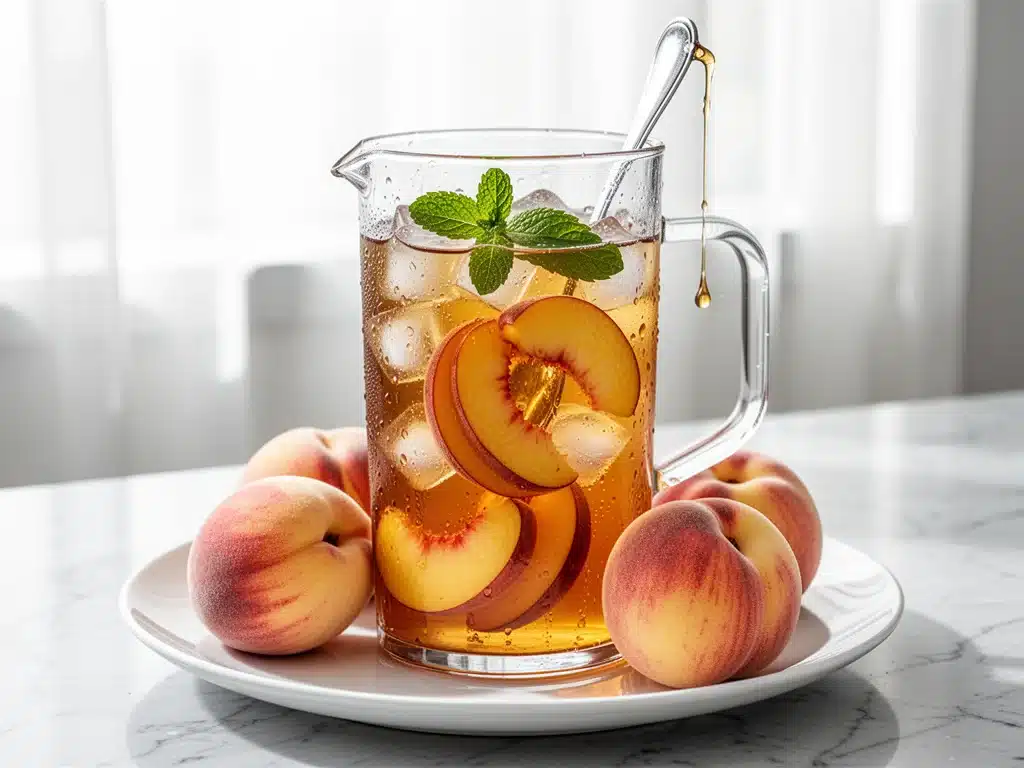homemade peach iced tea - featured image