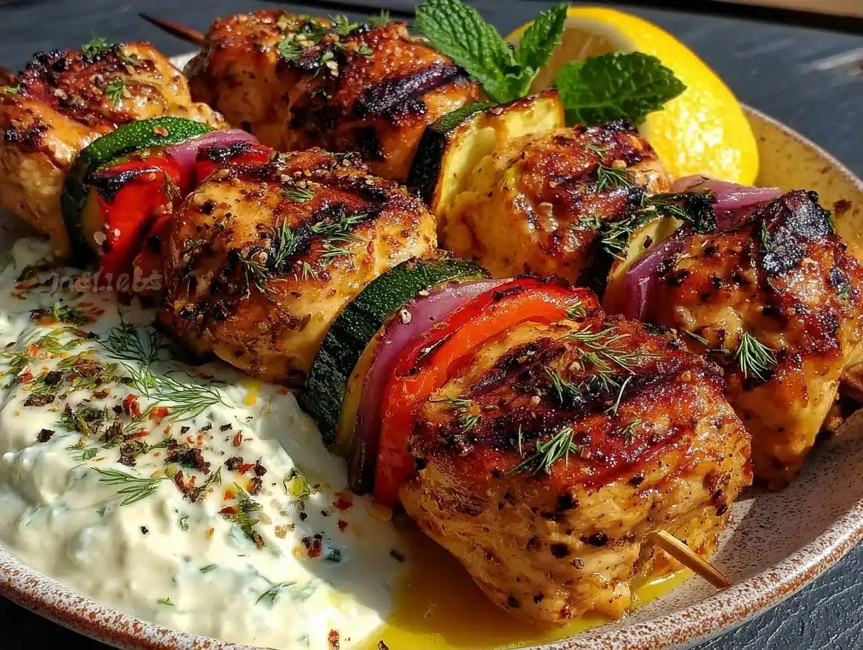 Mediterranean Chicken Skewers: Easy Tzatziki Recipe 4 Mediterranean Chicken Skewers preparation steps