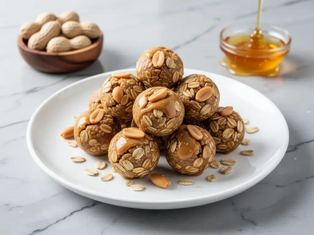 no-bake peanut butter granola bites - featured image