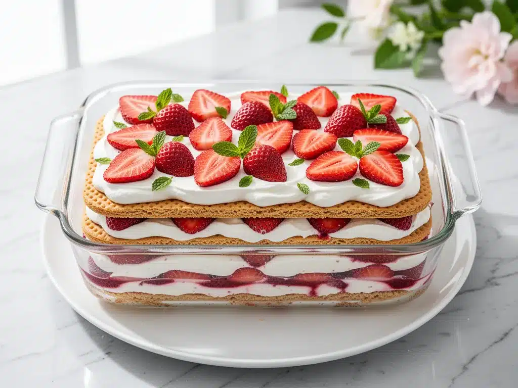 No-Bake Strawberry Shortcake Icebox Cake: 5-Ingredient Summer Dessert 4 no-bake strawberry shortcake icebox cake preparation steps