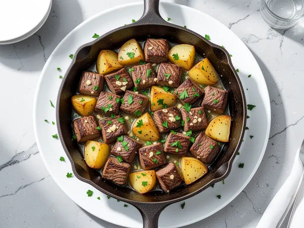 One-Pan Garlic Butter Steak Bites and Potatoes: Easy 30-Minute Meal 4 One-Pan Garlic Butter Steak Bites and Potatoes preparation steps