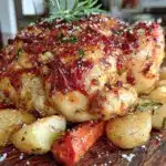 roasted chicken with rosemary and root vegetables - featured image