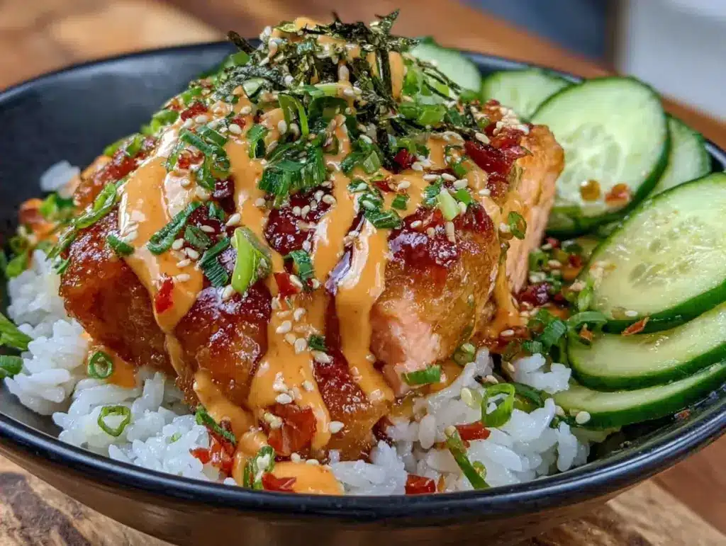 salmon rice bowl - featured image