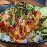salmon rice bowl - featured image