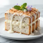 toasted coconut cream poke cake - featured image