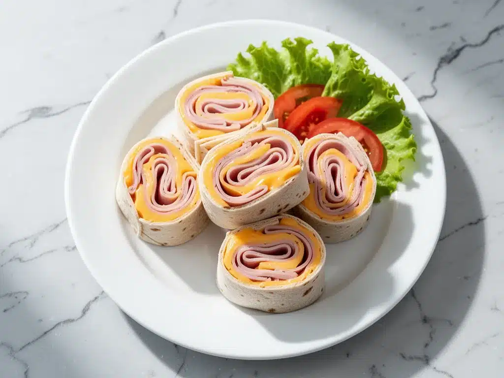 Turkey Cheddar Pinwheels: 5-Minute Easy Lunch 4 Turkey Cheddar Pinwheels preparation steps