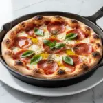 cast iron skillet pepperoni pizza - featured image