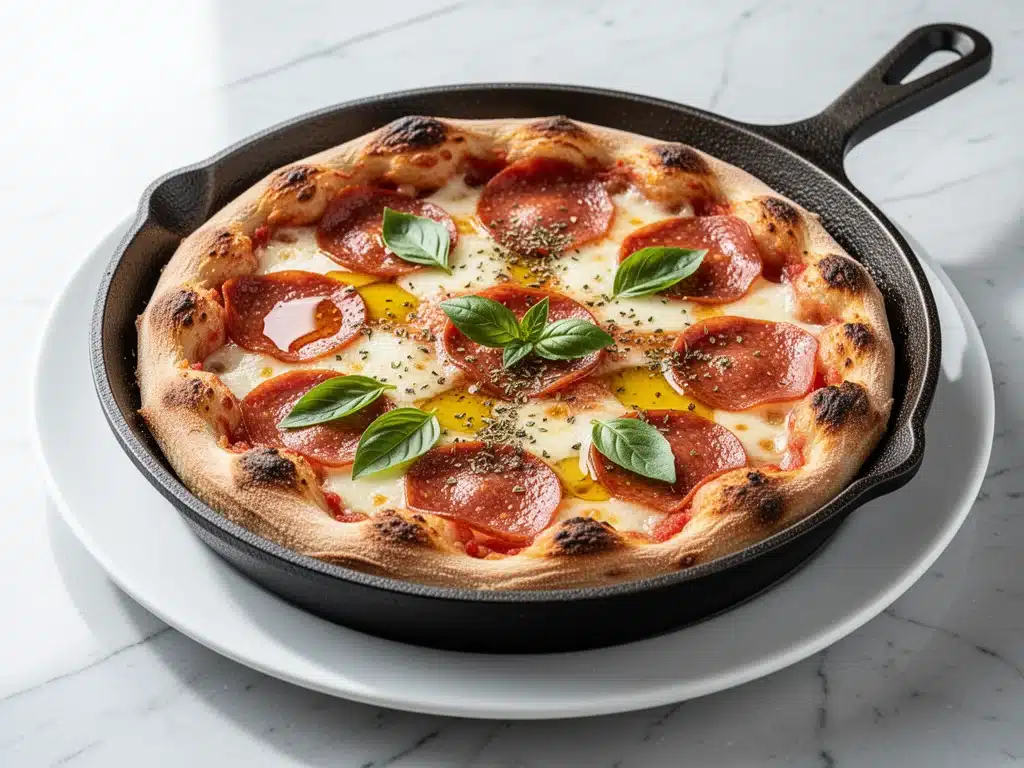 Home 6 cast iron skillet pepperoni pizza - featured image