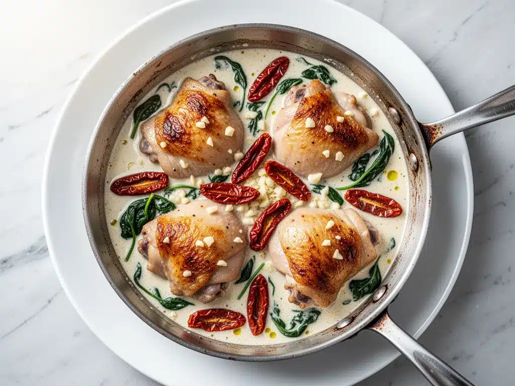 Creamy Tuscan Garlic Chicken: Best One Pan Weeknight Dinner 4 creamy tuscan garlic chicken preparation steps