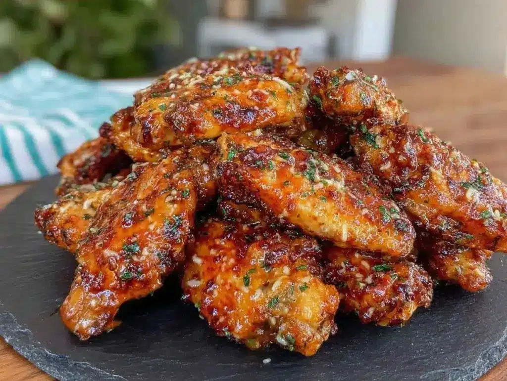 crispy garlic parmesan chicken wings - featured image