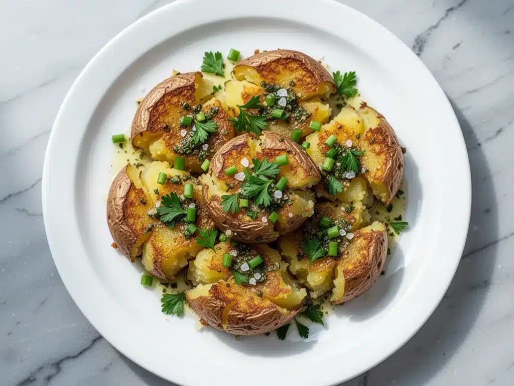 Crispy Smashed Potatoes: Easy Garlic Herb Butter Recipe 4 crispy smashed potatoes preparation steps
