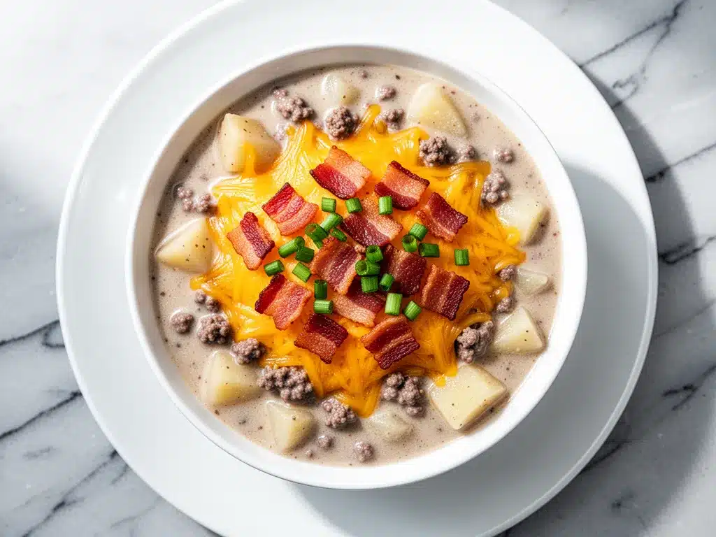 Crockpot Cheeseburger Potato Soup: 5-Ingredient Easy Recipe 4 crockpot cheeseburger potato soup preparation steps