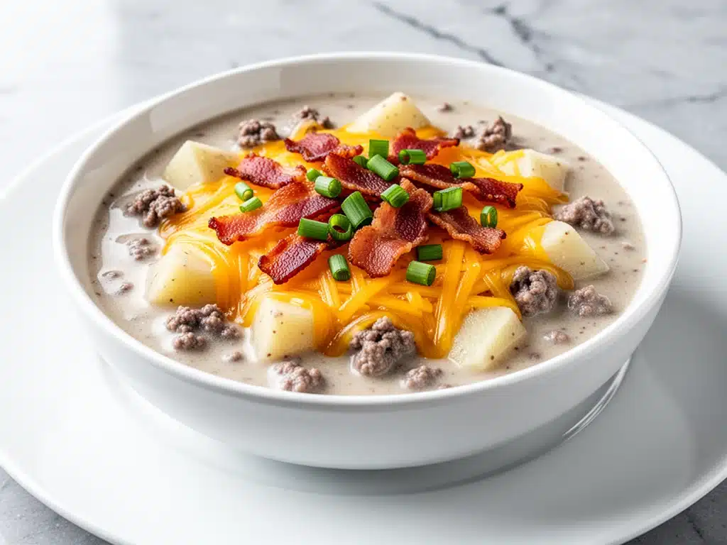 crockpot cheeseburger potato soup - featured image