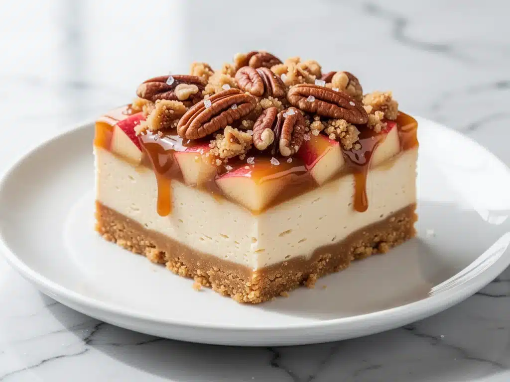 fall caramel apple cheesecake bars - featured image
