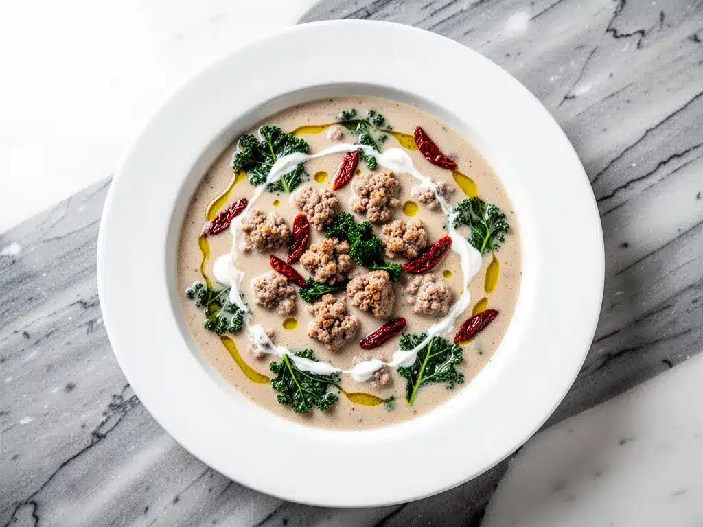 Fall Keto Creamy Tuscan Sausage and Kale Soup: 30-Minute Weeknight Dinner 4 Fall Keto Creamy Tuscan Sausage and Kale Soup preparation steps